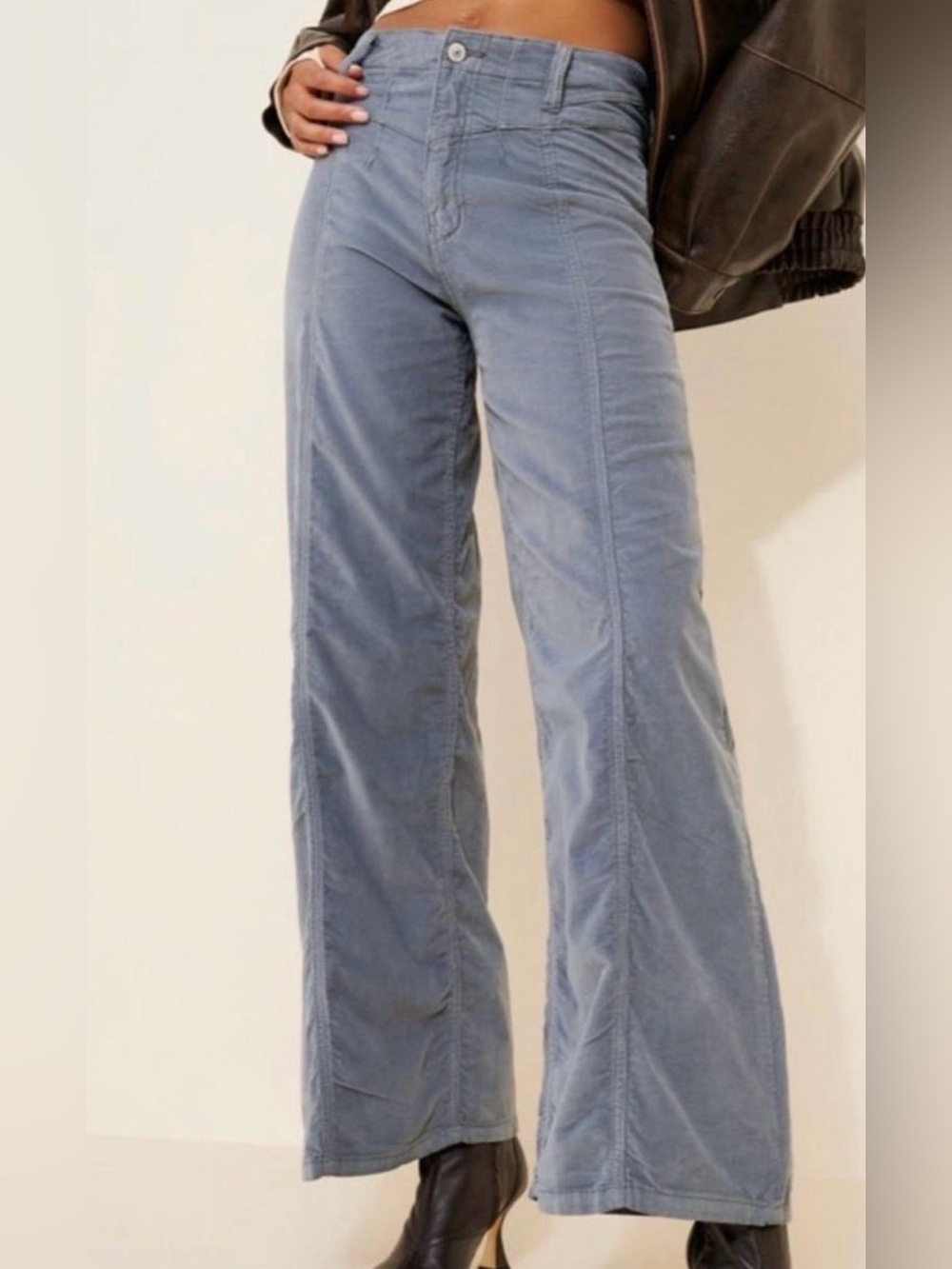 We The Free Libre Cord Wide Leg Cord Mockingbird Light Grey. - Picture 3 of 13